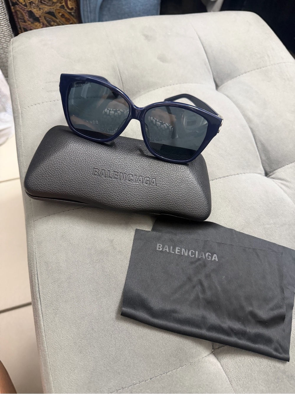 Balenciaga Women's Navy Blue Cat-Eye Sunglasses